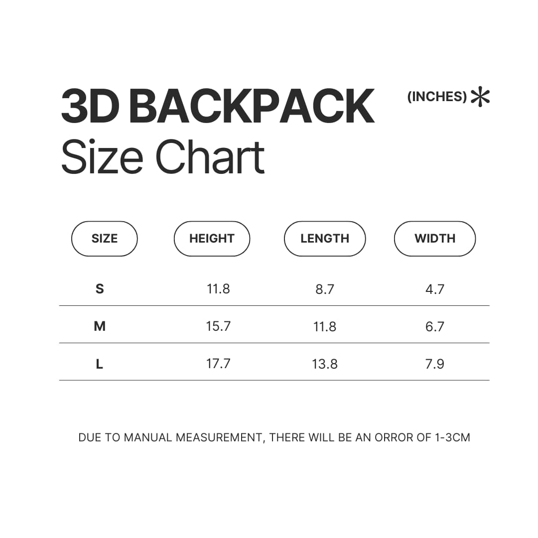 3D Backpack Size Chart - A Court of Thorns and Roses Shop