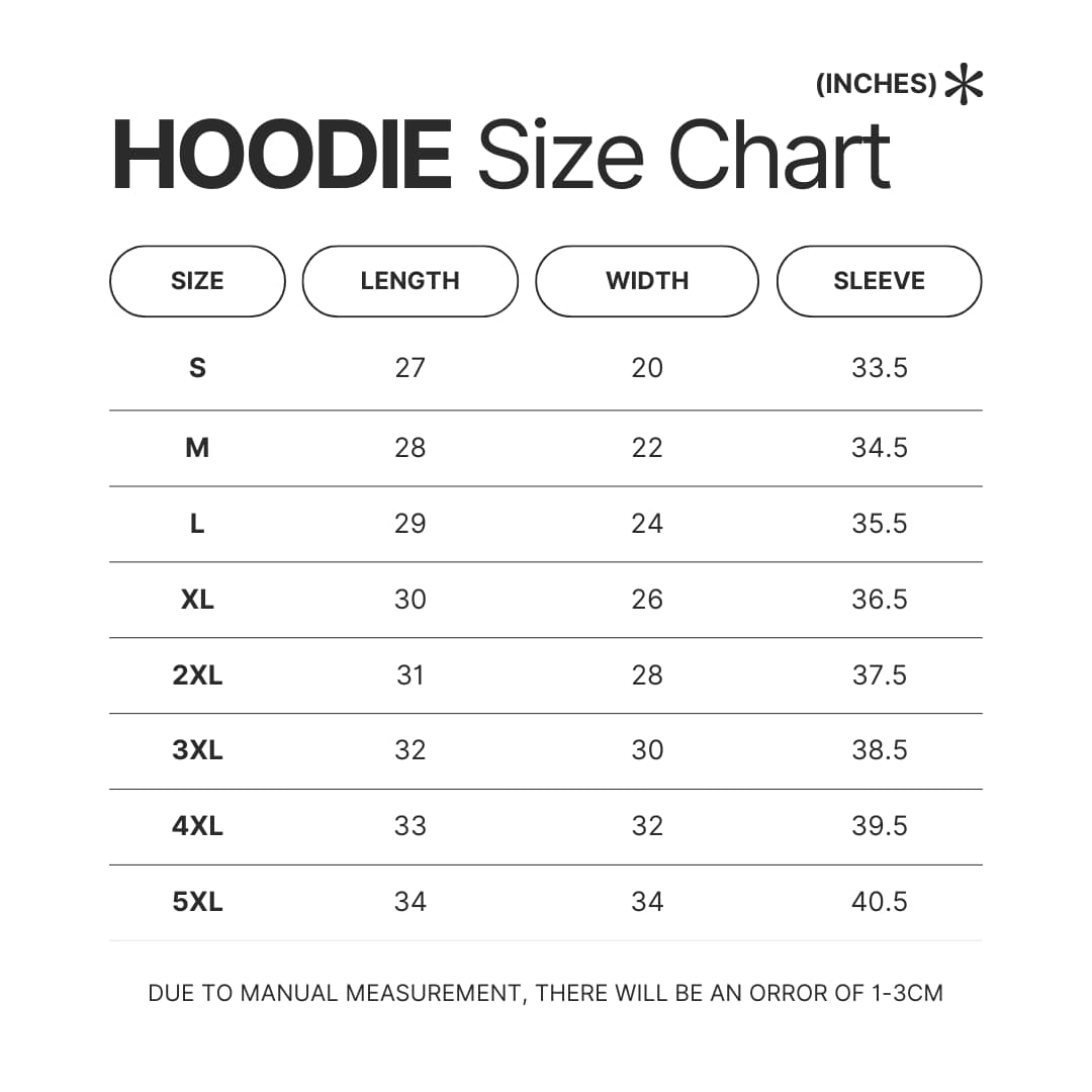 Hoodie Size Chart - A Court of Thorns and Roses Shop