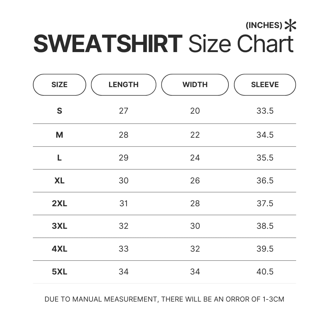 Sweatshirt Size Chart - A Court of Thorns and Roses Shop