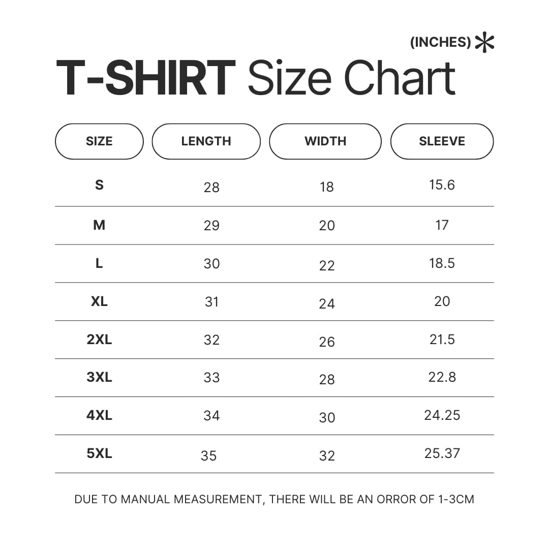T shirt Size Chart - A Court of Thorns and Roses Shop