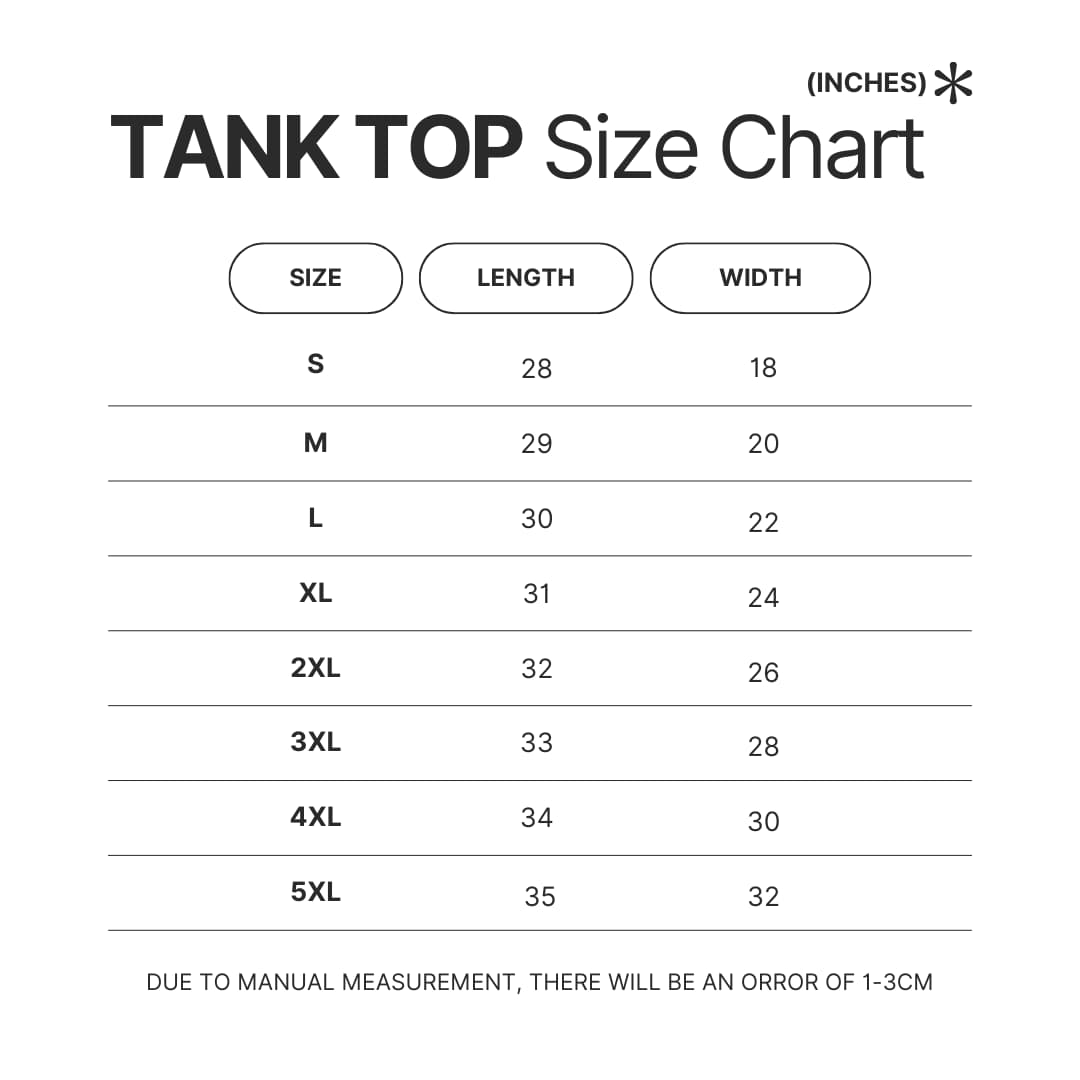 Tank Top Size Chart - A Court of Thorns and Roses Shop